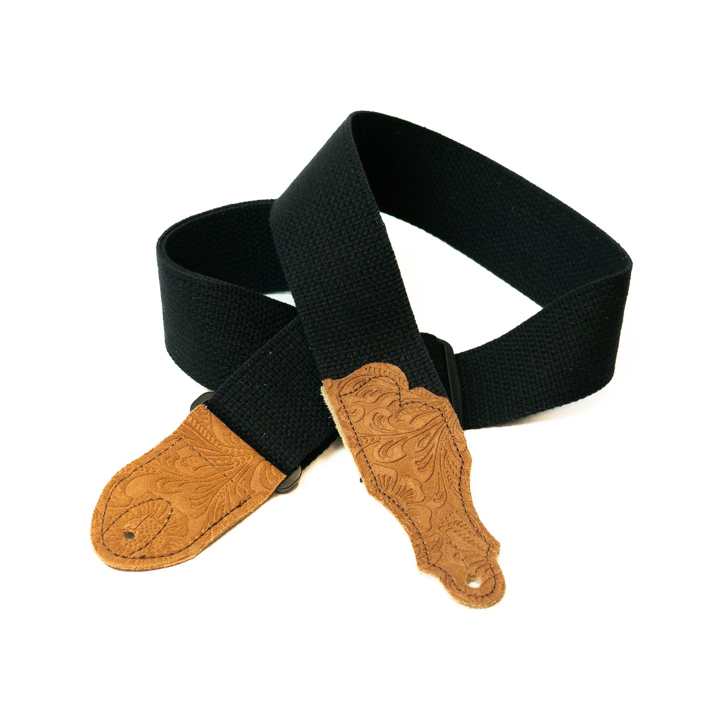 Cotton Guitar Strap - Embossed Suede End Tab