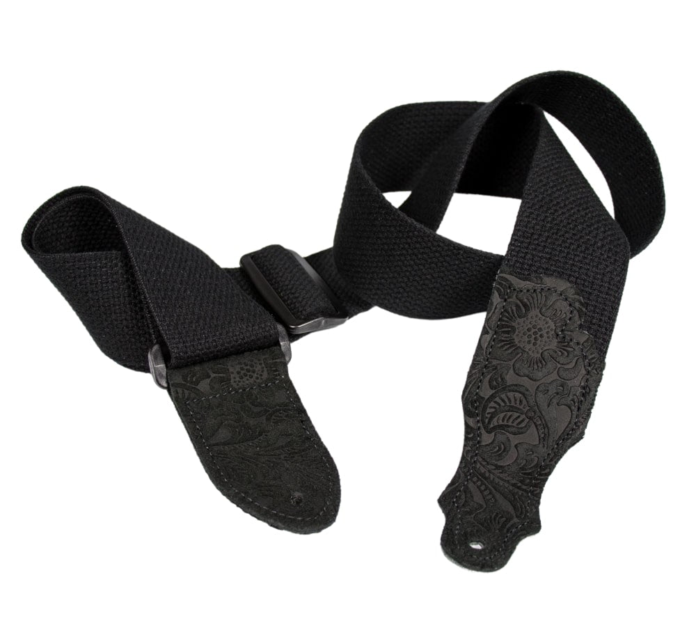 Cotton Guitar Strap - Embossed Suede End Tab image 2
