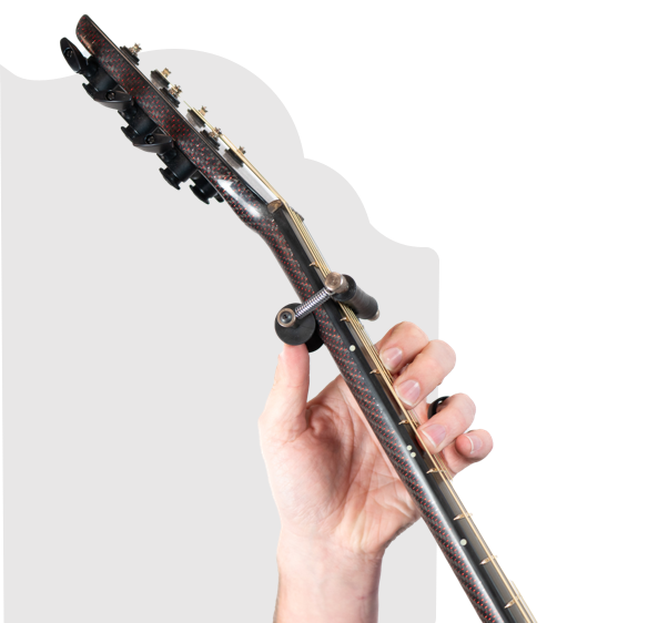 Glider Capo being used In front of the Franklin Strap branded shape.