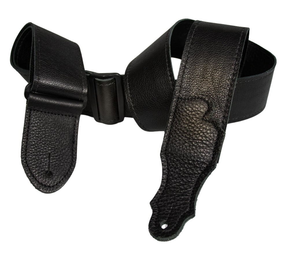 2'' Deluxe 60 Black Leather Guitar Strap