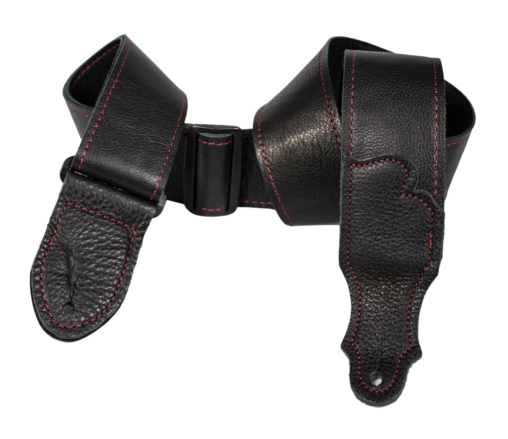 2'' Deluxe 60 Black Leather Guitar Strap
