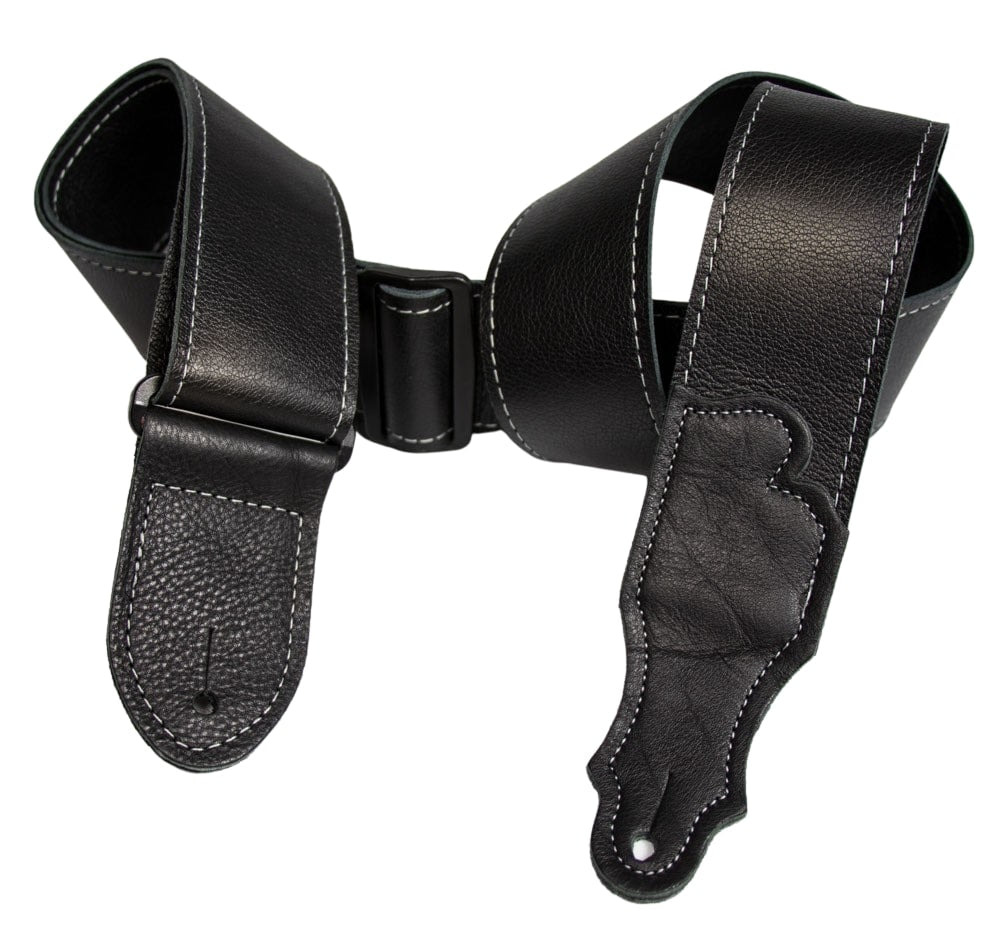 2'' Deluxe 60 Black Leather Guitar Strap