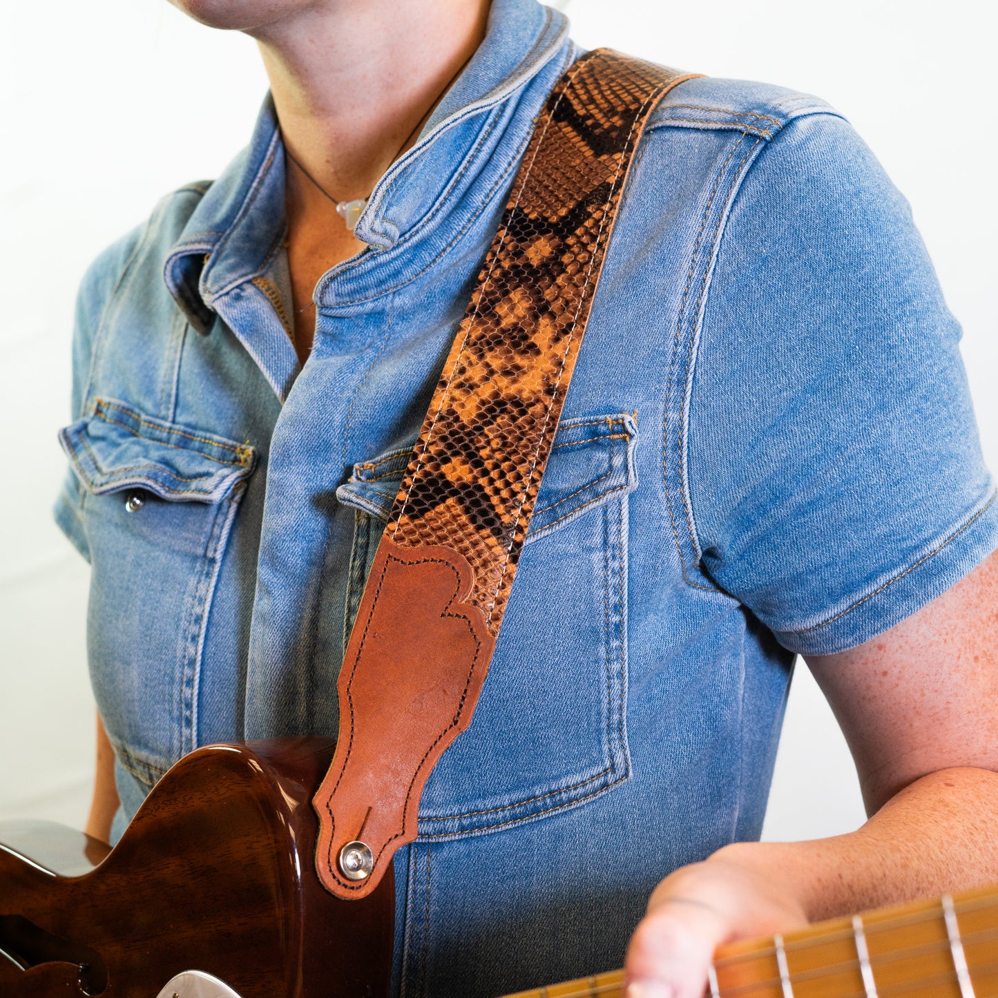 Snakeskin Ball Glove Leather Guitar Strap