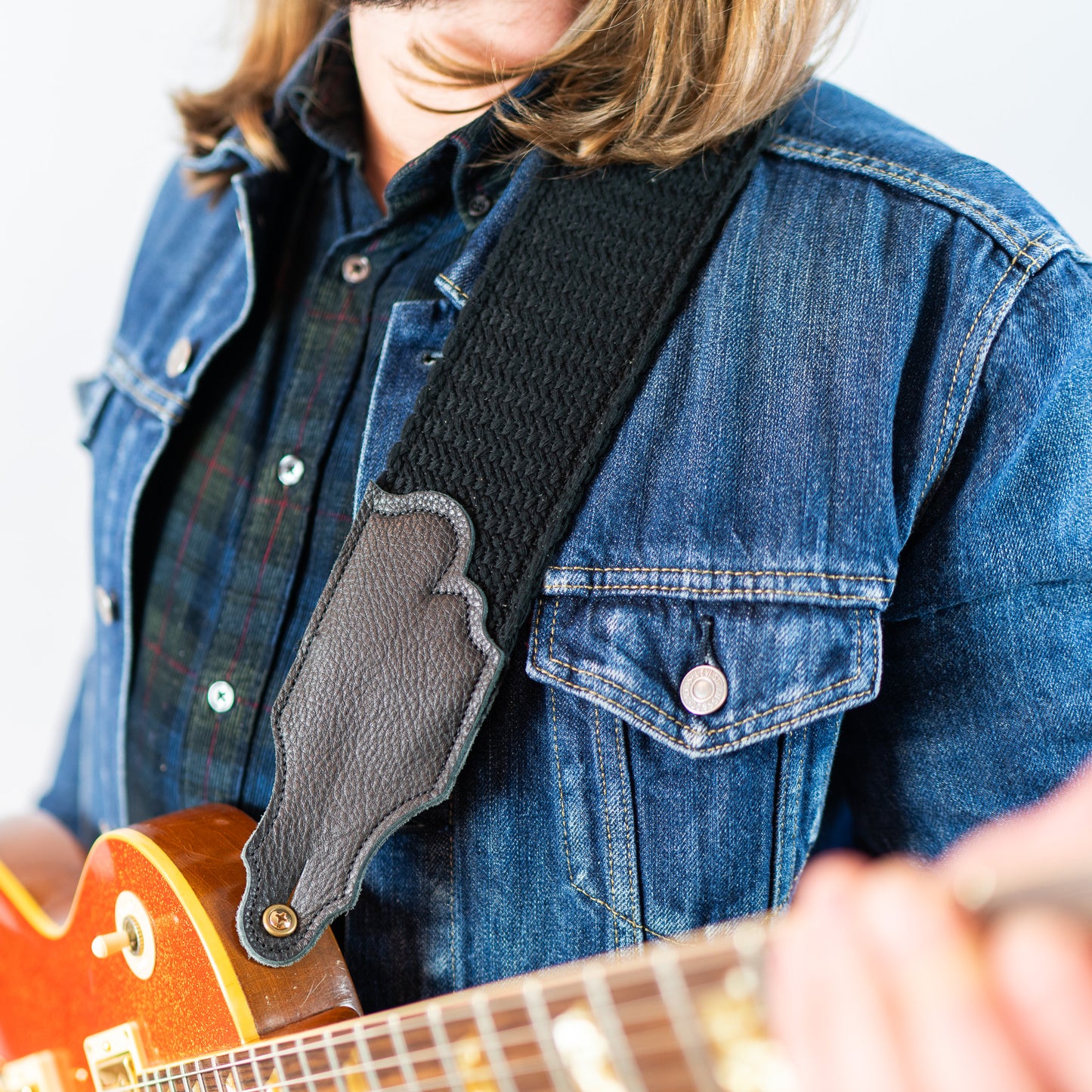 Cotton Cinch Guitar Strap - Glove Leather End Tab