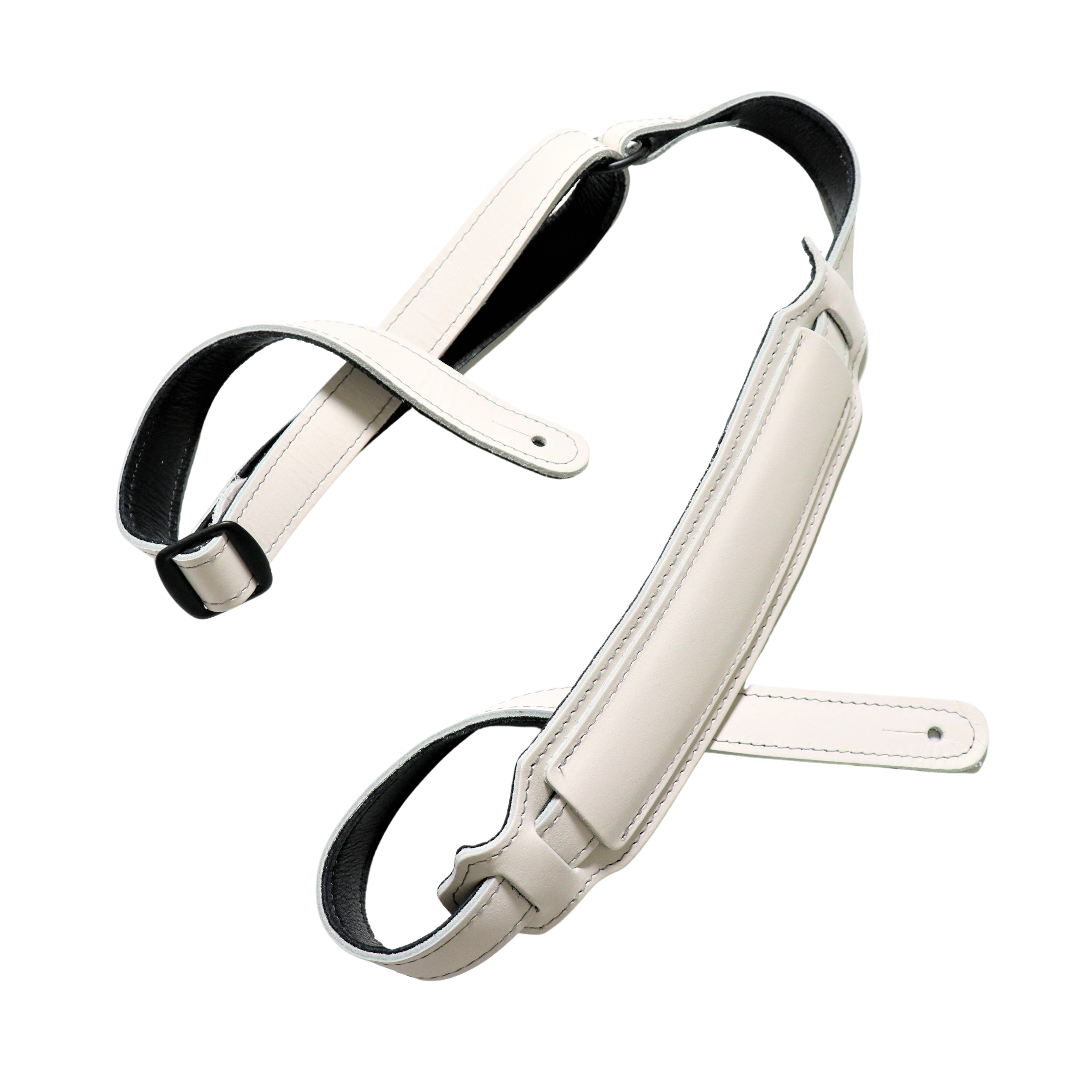 American Bison Leather Vintage Style Guitar Strap - White