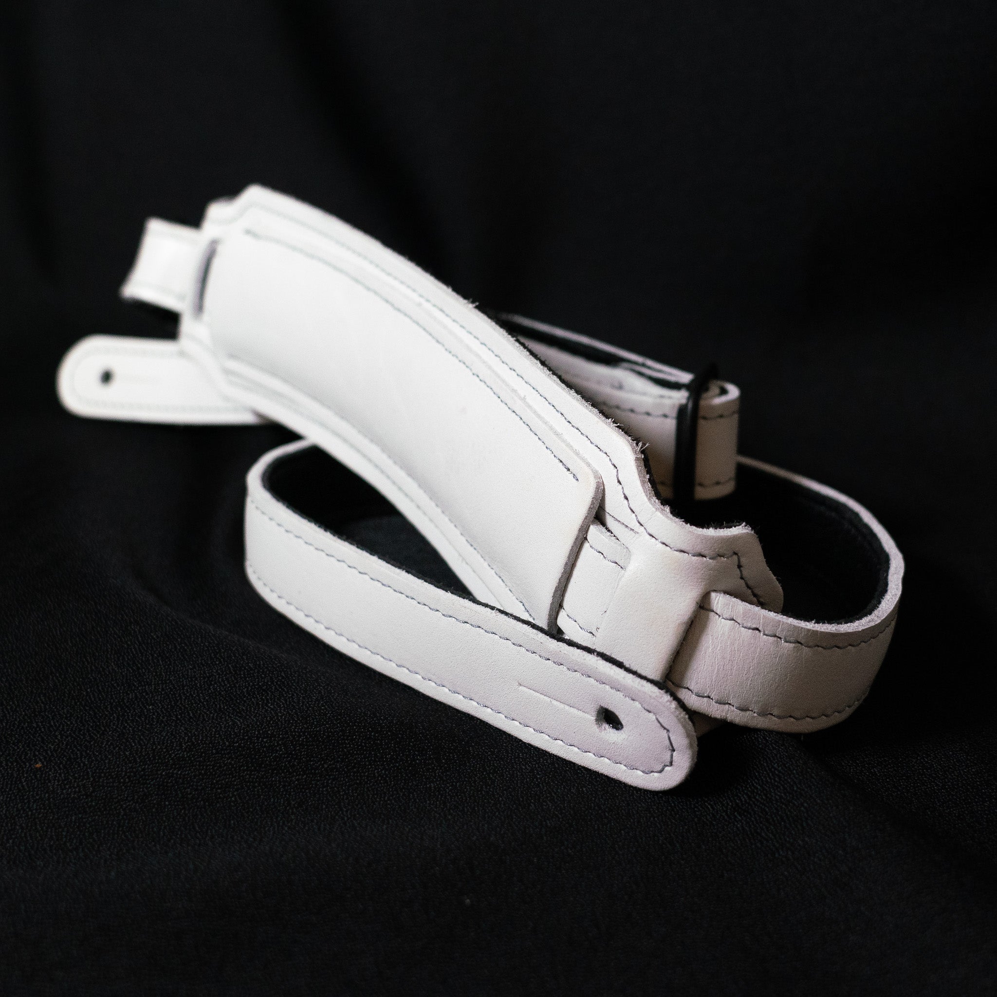 American Bison Leather Vintage Style Guitar Strap - White