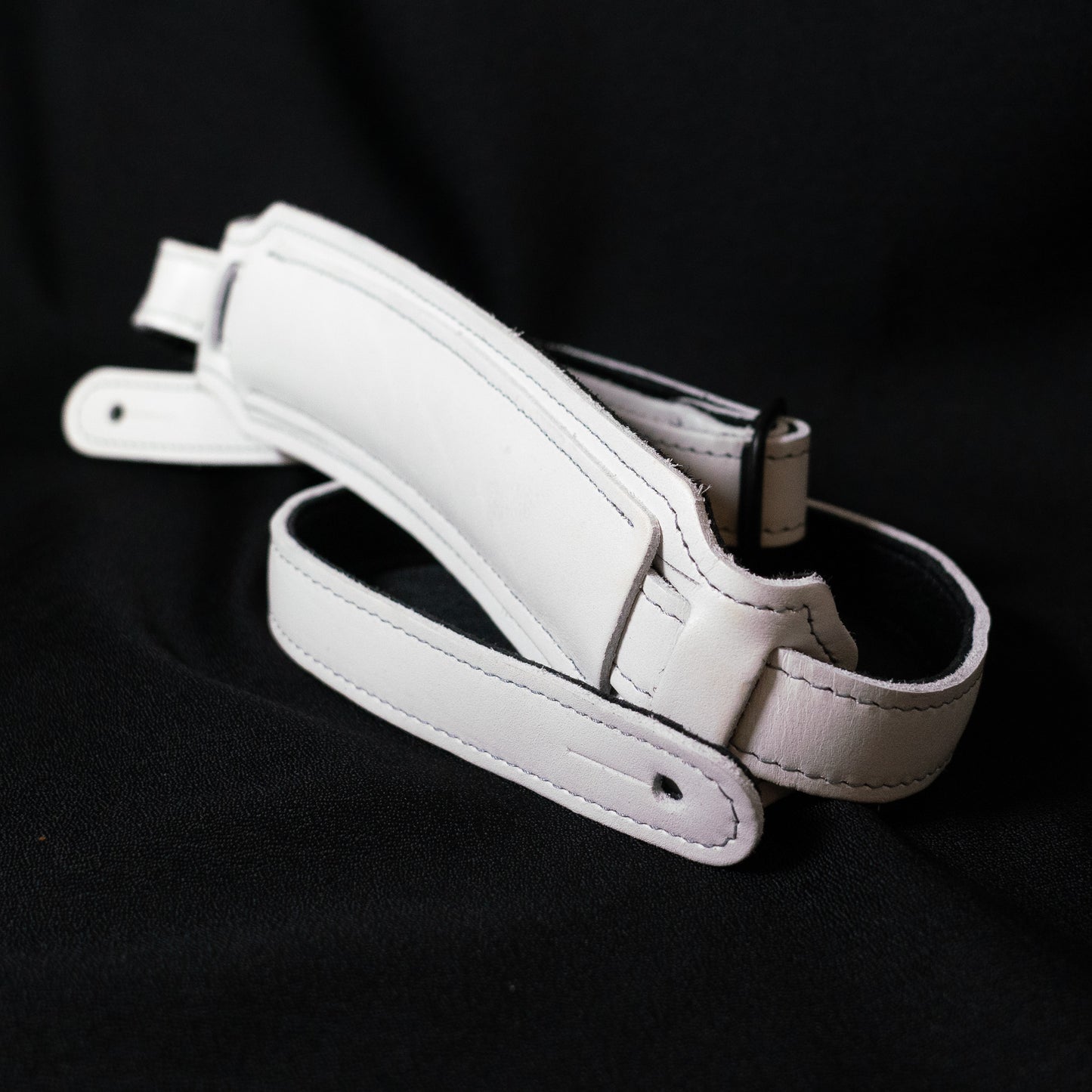 American Bison Leather Vintage Style Guitar Strap - White