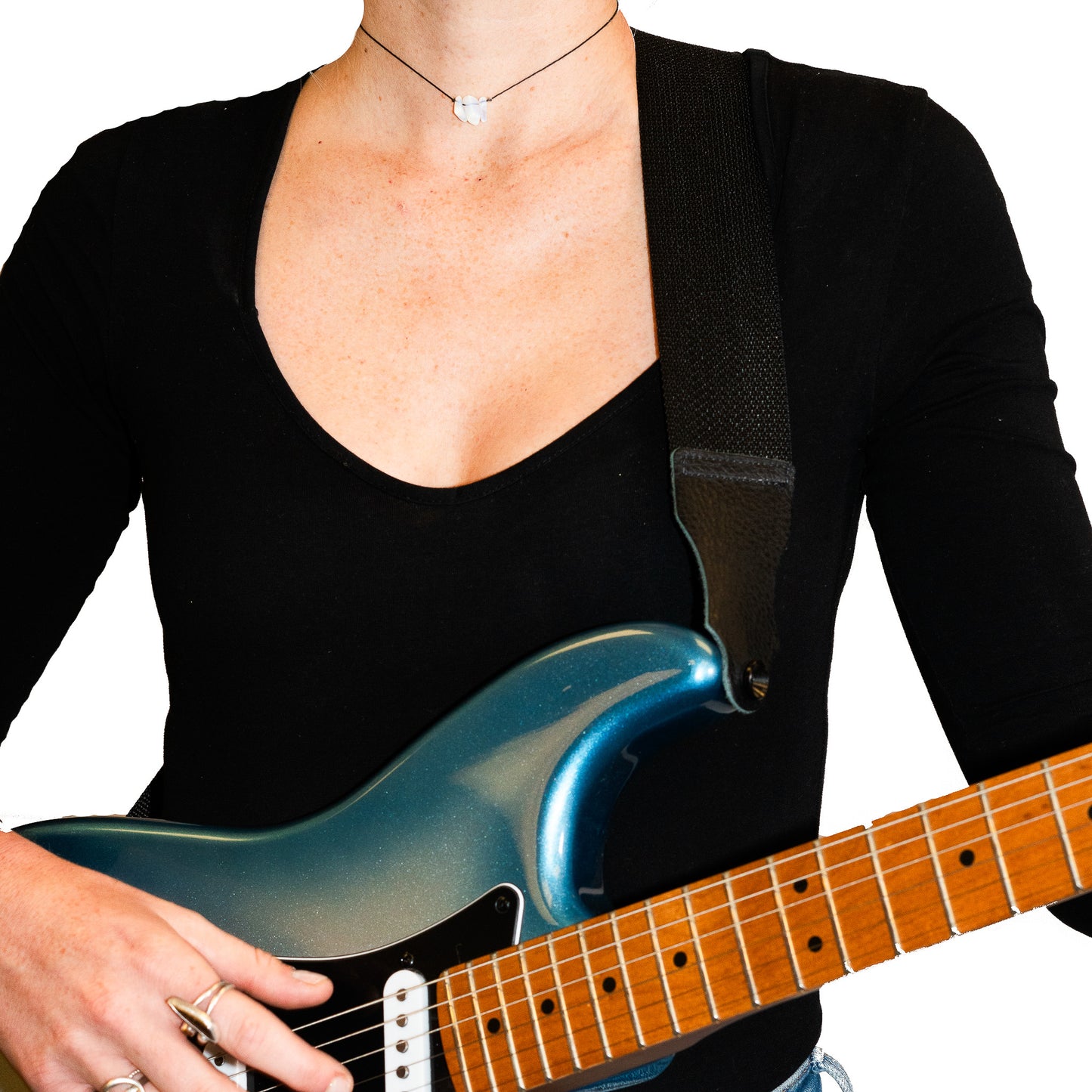 Premium Poly Web Guitar Strap - Glove Leather Ends