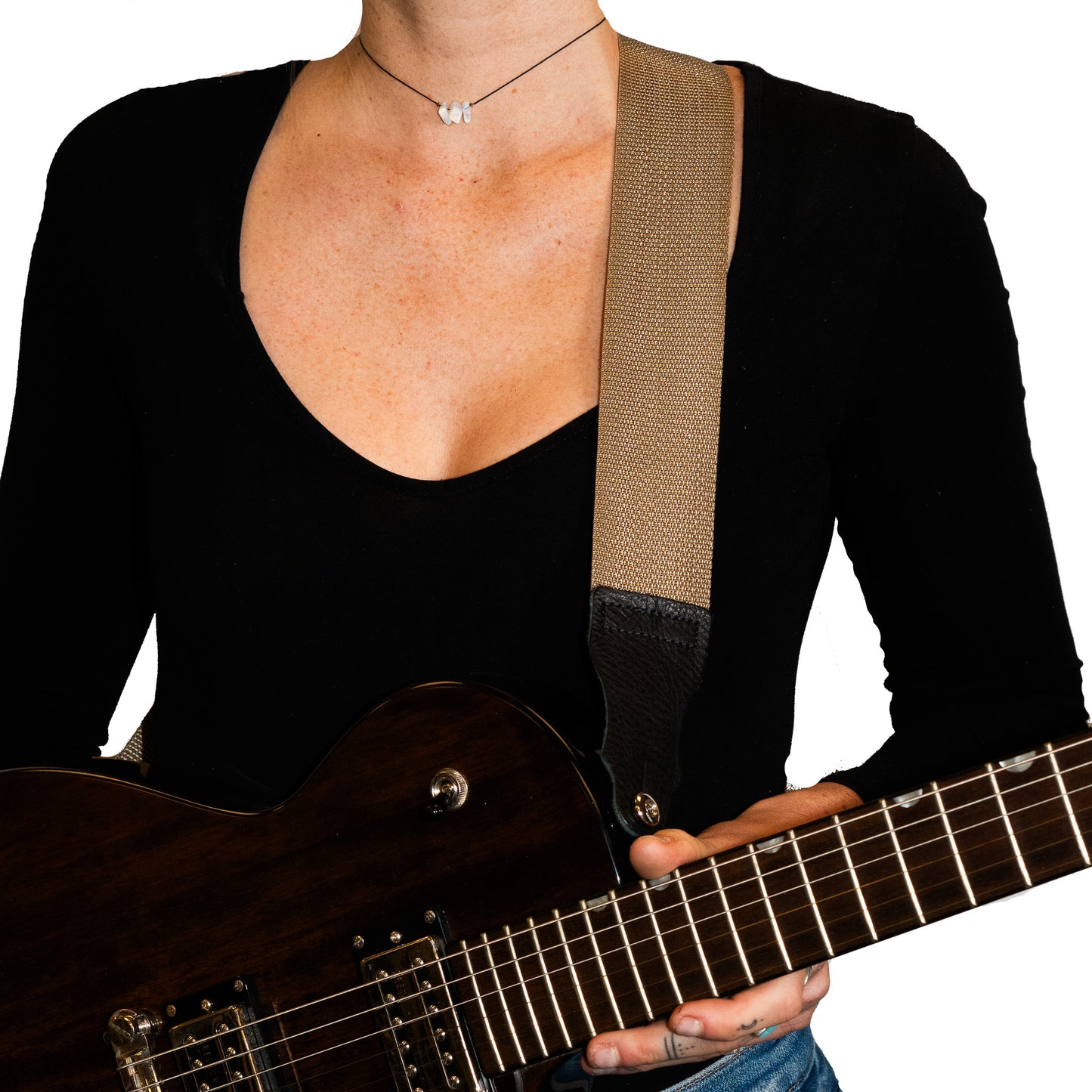 Premium Poly Web Guitar Strap - Glove Leather Ends