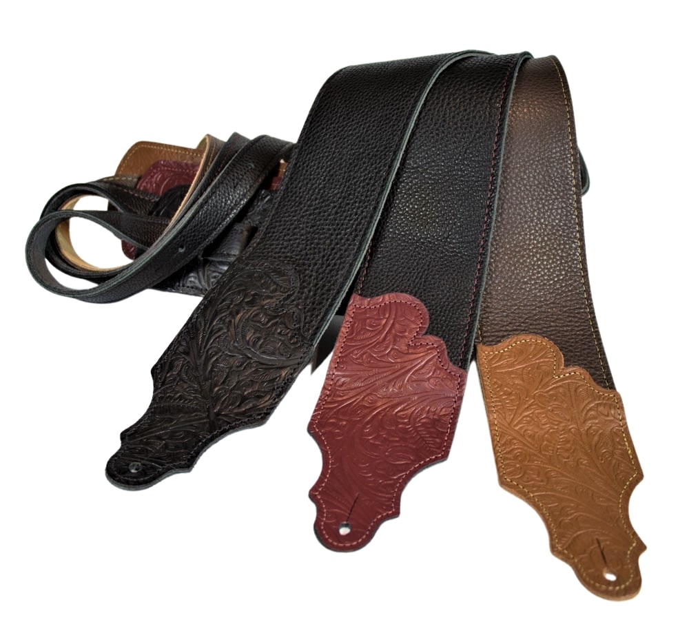 Tooled Glove Leather Guitar Strap image 0