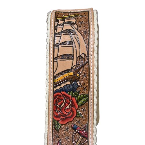 Artist Collaboration: One-of-a-Kind Cotton Cinch Strap - Natural/Caramel