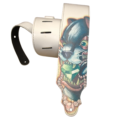 Custom Emerald Leather & Ink Art on White Side Leather- Limited Run