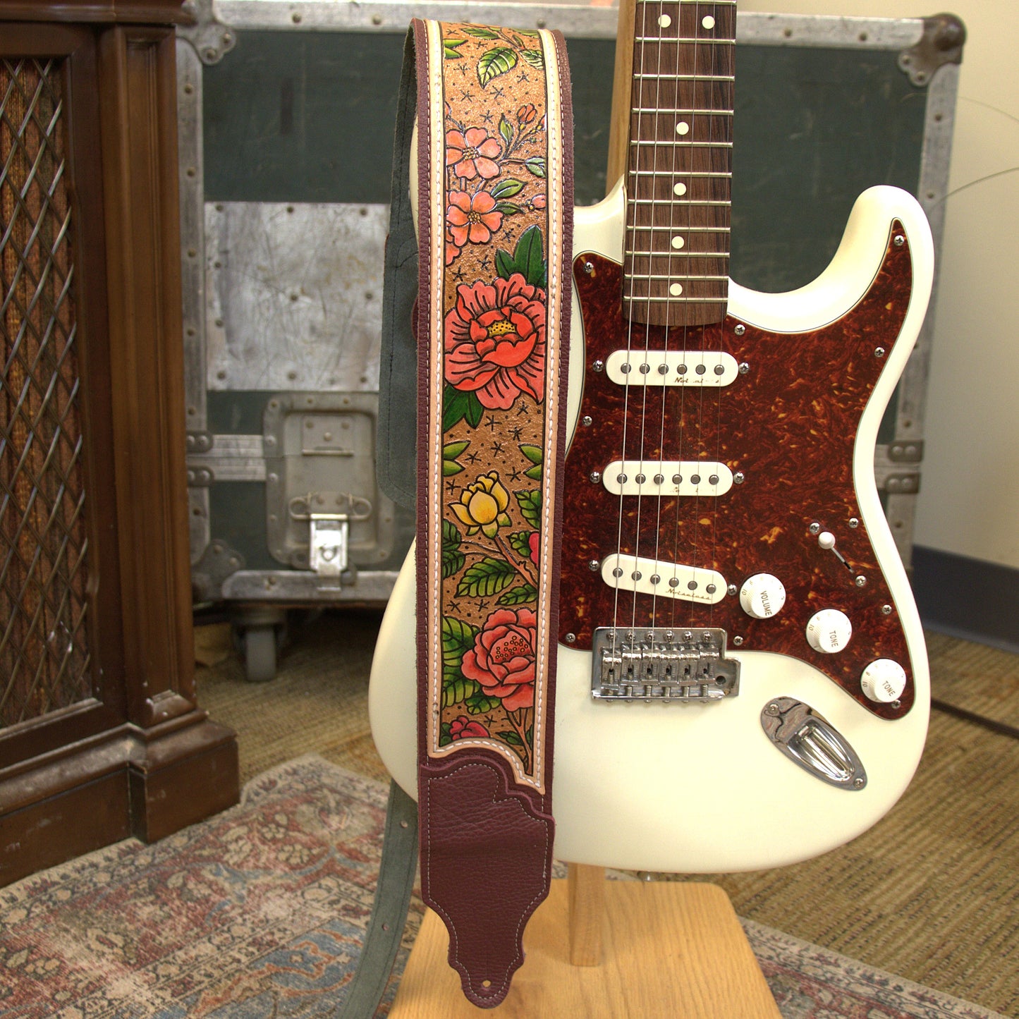Artist Collaboration: One-of-a-Kind Oxblood & Roses Guitar & Bass Strap