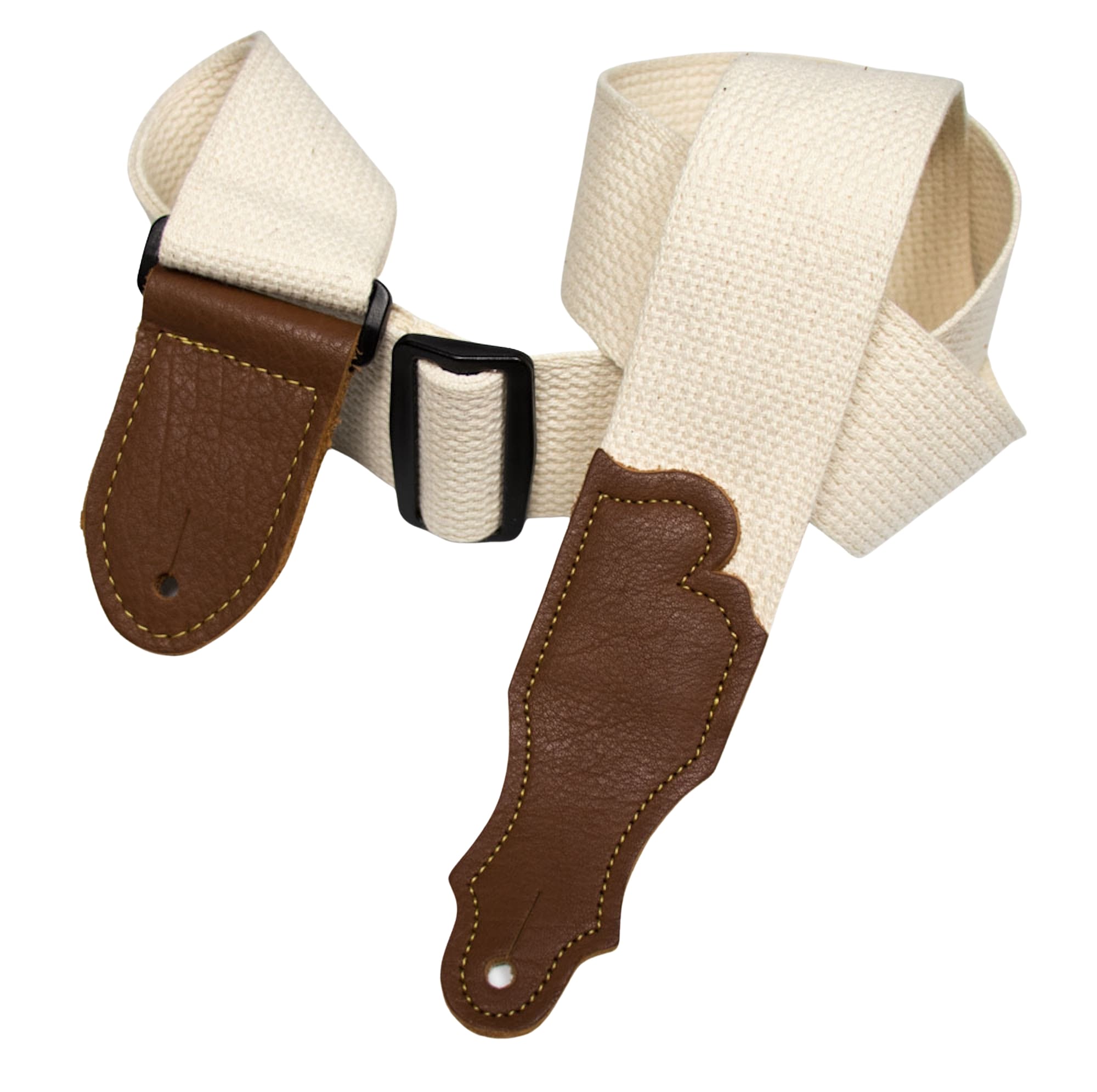 Cotton Guitar Strap - Glove Leather End Tab