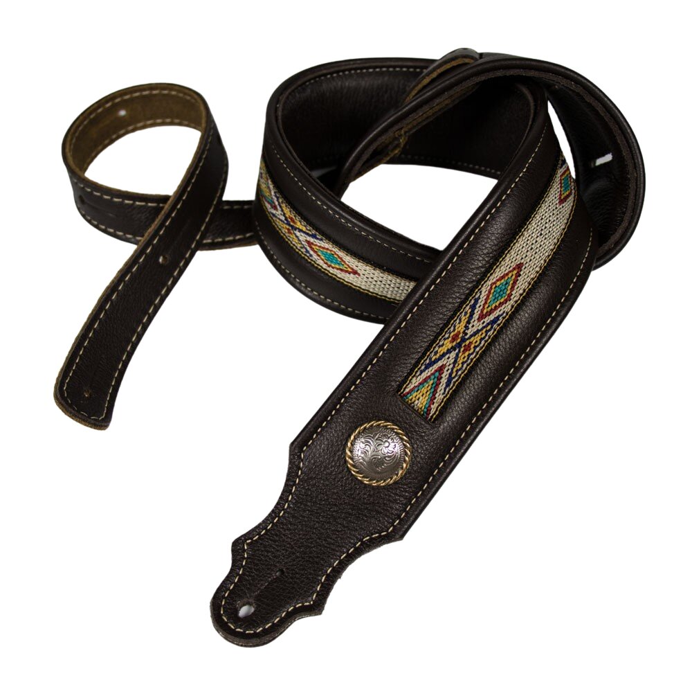 Southwest Padded Leather Guitar Strap - Chocolate image