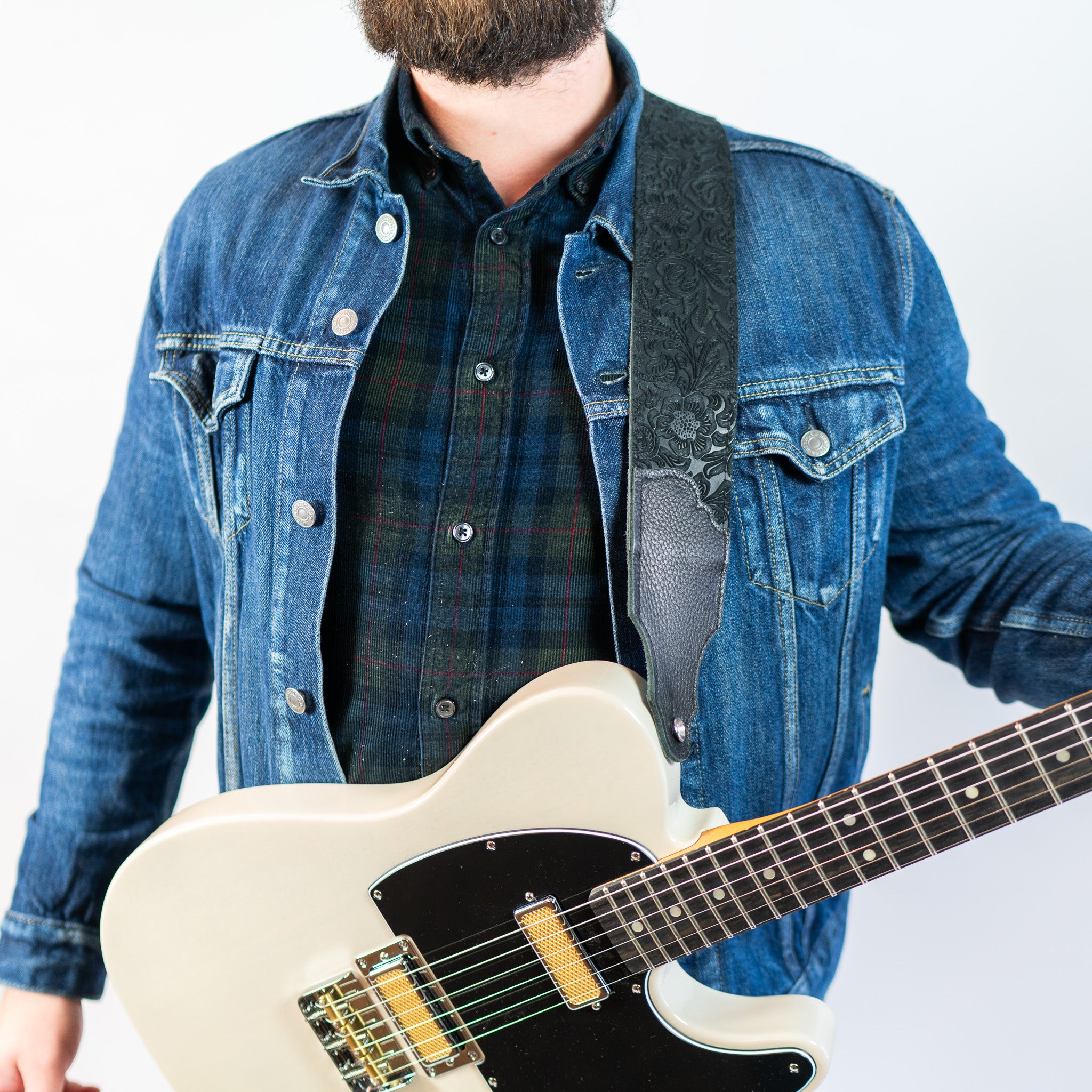 Embossed Suede Guitar Strap