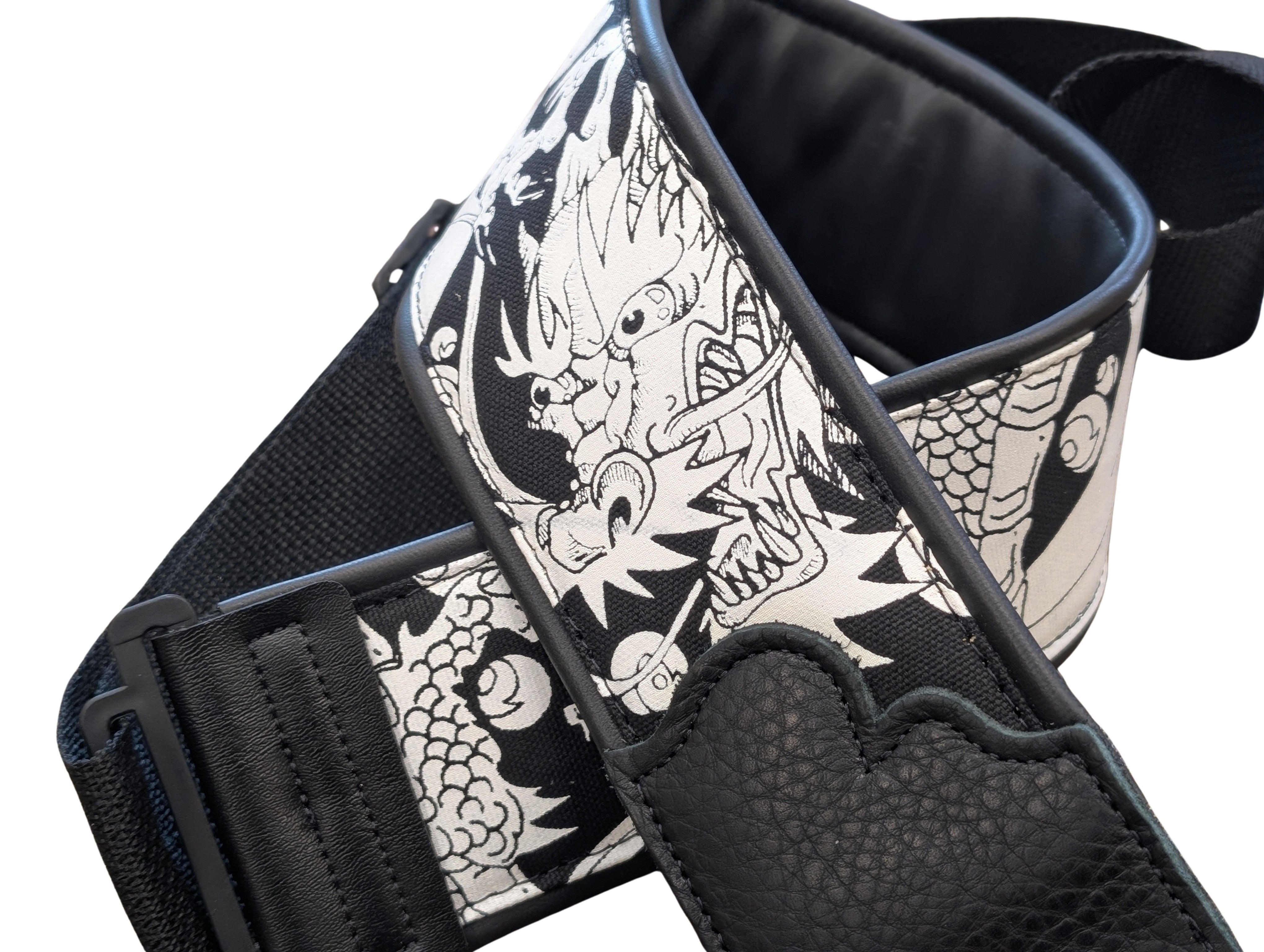 Custom Dragon Art Padded Guitar Strap - Glove Leather Ends - Limited Run