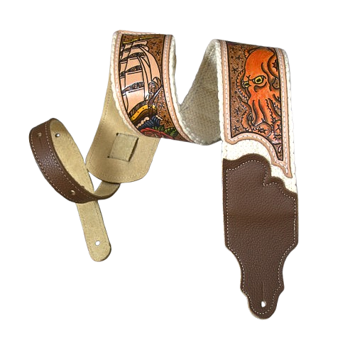 Artist Collaboration: One-of-a-Kind Cotton Cinch Strap - Natural/Caramel