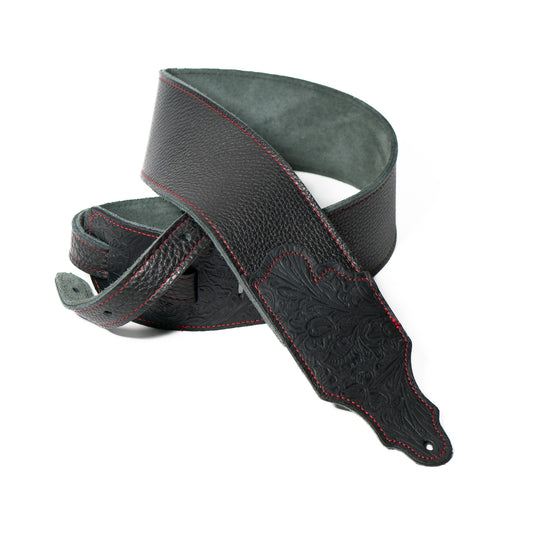 Tooled Glove Leather in Black w/ Black ends and RED stitching - Limited Run image 0