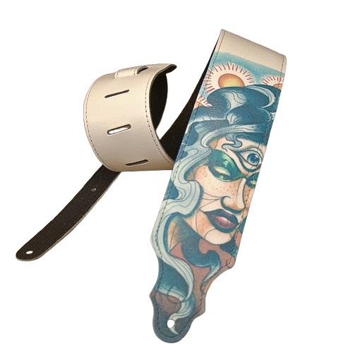 Custom Third Eye Leather & Ink Art on White Side Leather- Limited Run